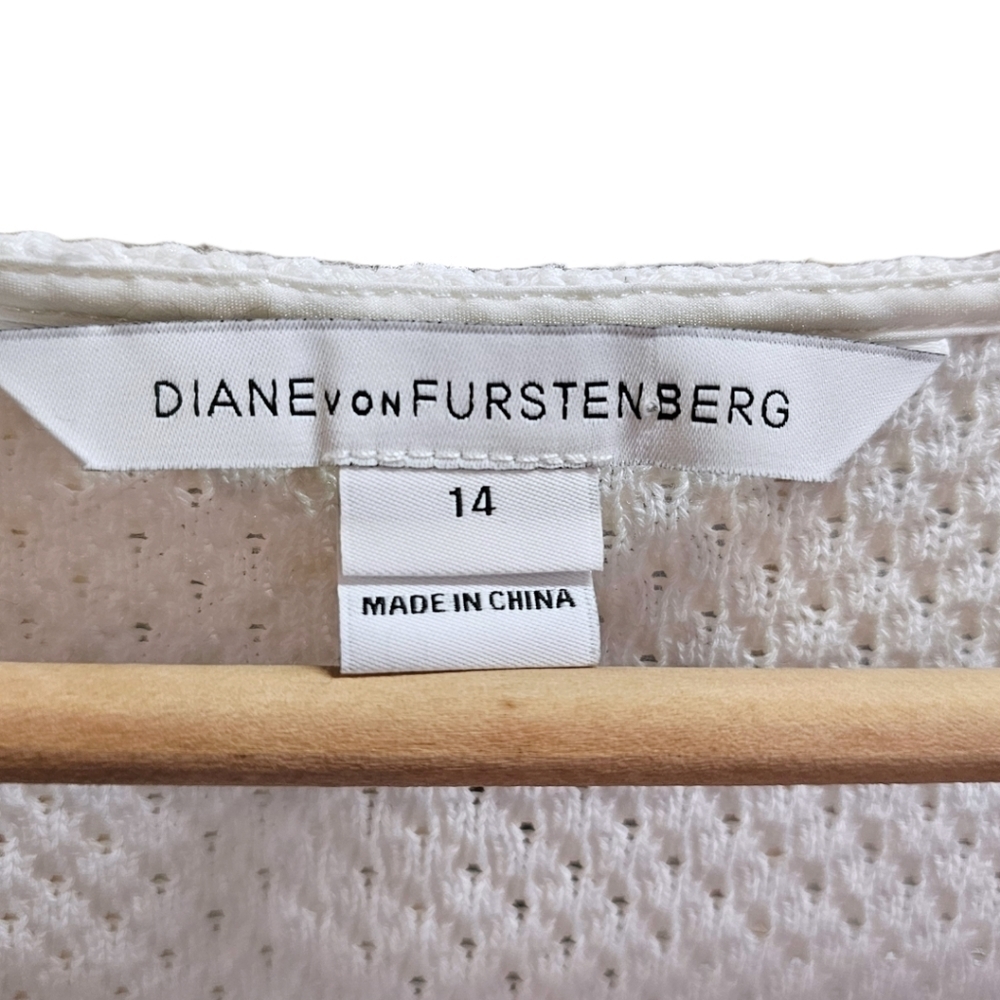 Diane Von Furstenberg Suji Honeycomb Knit Square Neck Striped Dress Size 14 - Picture 13 of 16